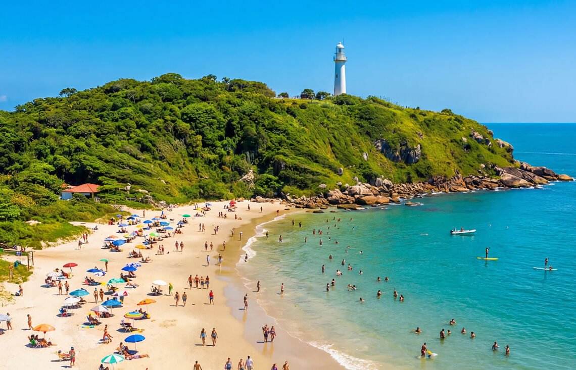 Turistas na Ilha do Mel no Parana